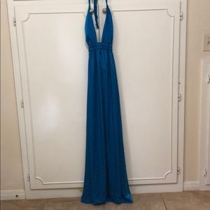 Blue satin maxi